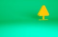 Orange Road sign avalanches icon isolated on green background. Snowslide or snowslip rapid flow of snow down a sloping