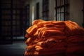 Orange robe prisoners clothes. Generate ai Royalty Free Stock Photo