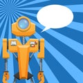 Orange Robot with Blank Text Cloud Illustration Royalty Free Stock Photo