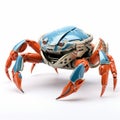 Orange Robot Crab In Hyperrealistic Rendering: 3d Shark Design On White Background Royalty Free Stock Photo