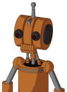 Orange Robot With Multi-Toroid Head And Toothy Mouth And Red Eyed And Single Antenna