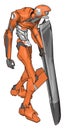 Orange robot with shield, illustration, vector Royalty Free Stock Photo