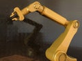 Orange robotic arm 3D illustration