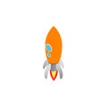 Orange rocket with two portholes icon Royalty Free Stock Photo