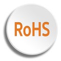 Orange rohs in round white button with shadow