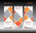 Orange Roll Up Banner template vector illustration