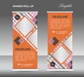 Orange Roll up banner template vector, roll up stand, display