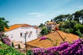 Orange roof houses with flowers in Dubrovnik, Croatia Royalty Free Stock Photo