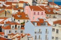 Orange roofs city view of Lisboa, Portugal