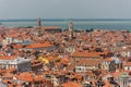 Orange rooftops and ancient church bell towers in the Italian city of Venice Royalty Free Stock Photo