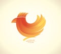 Orange rooster vector logo template, trade symbol with bird