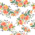 Orange rose bouquet floral botanical flowers. Watercolor background illustration set. Seamless background pattern. Royalty Free Stock Photo