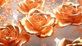 Orange Rose Flowers Glitter Super Detail. Generative AI