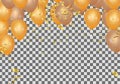 Orange rose gold balloon banner on background vector illustration. Sale Vector illustration. template