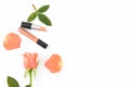 Orange rose, lip gloss and lipsticks