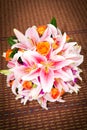 Orange Rose Pink Lily Flower Bouquet Royalty Free Stock Photo