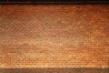 Orange rough brick wall texture front view,