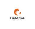 Orange Round Fox Logo Template. Circle Abstract Fox Vector Design Royalty Free Stock Photo