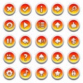 Orange, round game menu buttons