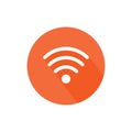 Round icon with wifi signal and long shadow.