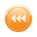 Orange Round Media Navigation Button with Triple Left Arrow Icon Vector Illustration Royalty Free Stock Photo