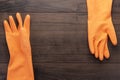 Orange rubber cleaning gloves Royalty Free Stock Photo