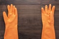 Orange rubber cleaning gloves Royalty Free Stock Photo