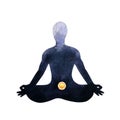 Orange sacral chakra human lotus pose yoga, abstract inside your mind Royalty Free Stock Photo