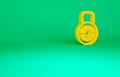 Orange Safe combination lock icon isolated on green background. Combination padlock. Security, safety, protection Royalty Free Stock Photo