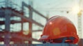 The orange safety helmet.AI generated image Royalty Free Stock Photo