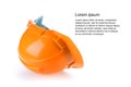 Orange safety helmet hard hat, tool protect worker Royalty Free Stock Photo