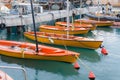 Orange Sailboats Docked in Port - Old Jaffa, Israel Royalty Free Stock Photo