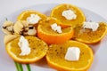 Orange salad and flat cheese from North Africa