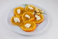 Orange salad and flat cheese from North Africa