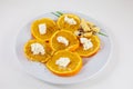 Orange salad and flat cheese from North Africa