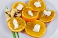 Orange salad and flat cheese from North Africa