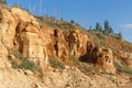 Orange sandy cliffs or rocks