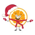 Orange Santa character with happy emotions