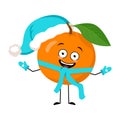 Orange Santa character with happy emotions