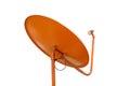Orange Satellite dish clipping path on white background .