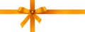 Orange Satin Gift Ribbon with Decorative Bow - Panorama Banner Royalty Free Stock Photo