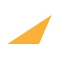 Orange scalene triangle basic simple shapes isolated on white background, geometric scalene triangle icon, 2d shape symbol scalene