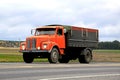 Orange Scania L85 Super Truck on the Road