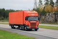 Orange Scania R400 TNT Cargo Truck Autumn Haul