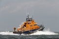 Orange sea rescue boat going to sea