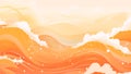 Orange sea waves brushwork watercolor pastel background with with dot texture Royalty Free Stock Photo