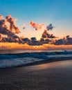 Orange Seabeach sunset at Puri, India with gorgeous clouds.