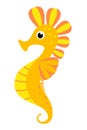 Orange seahorse. Isolated on a white background. Print, sticker, logo