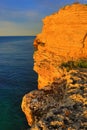 Orange seaside high cliffs Kamen Bryag Bulgaria Royalty Free Stock Photo