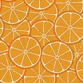Oranges slices seamless pattern. Hand drawn fresh tropical citrus fruit Royalty Free Stock Photo